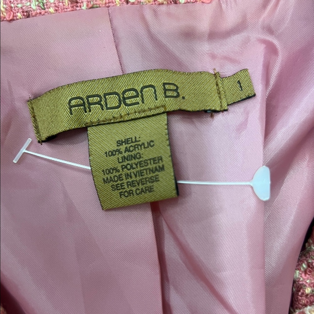 Arden B Pink Tweed Blazer with Flower Accent - Picture 2 of 5